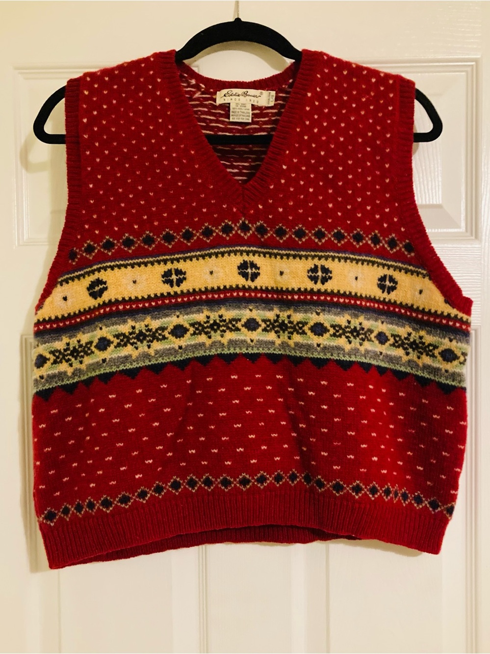 Eddie Bauer Fair Isle Knit Wool Sweater Vest